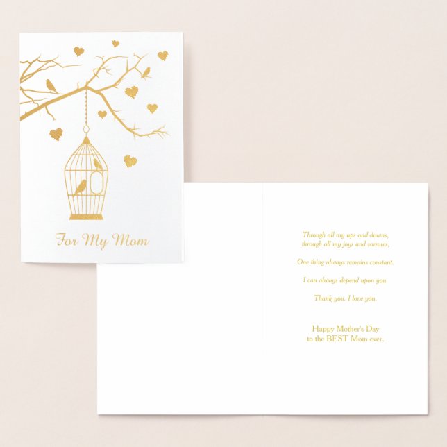 Bird Cage and Hearts Mother's Day Foil Card (Display)