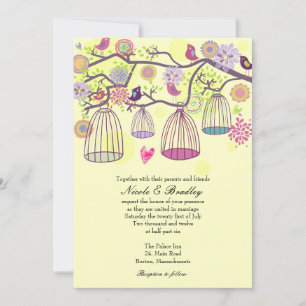 Bird Cage Love Birds Wedding Invitation
