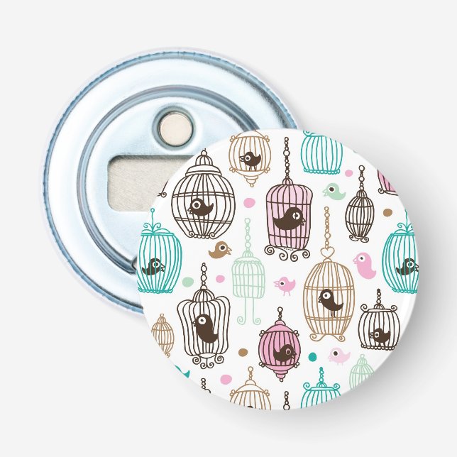 bird cage love kids background pattern bottle opener (Front)