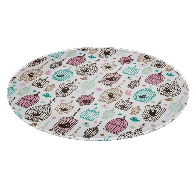 bird cage love kids background pattern cutting board (Corner)