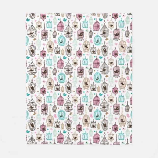 bird cage love kids background pattern fleece blanket (Front)
