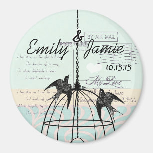 Bird Cage Wedding Magnets Postcard Background