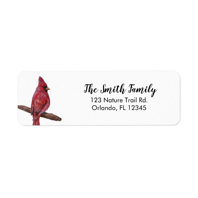 Bird Cardinal Painting Return Address Label (Front)