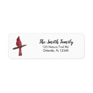 Bird Cardinal Painting Return Address Label