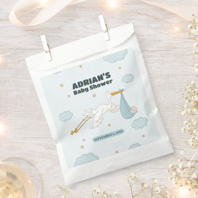 Bird Carrying Cute Kid It's A Boy Invitation Favour Bag (Clipped)