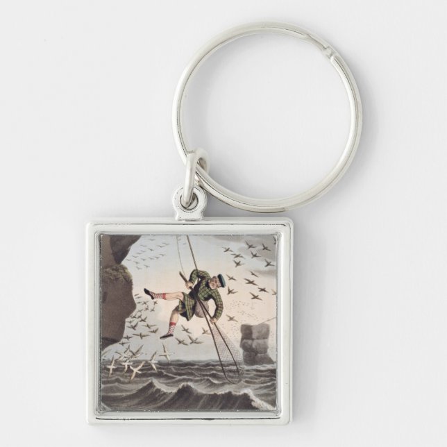 Bird Catching from Above, engraved by Matthew Dubo Key Ring (Front)