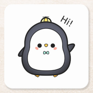 Bird, Character, Penguin Square Paper Coaster