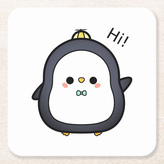 Bird, Character, Penguin Square Paper Coaster (Front)