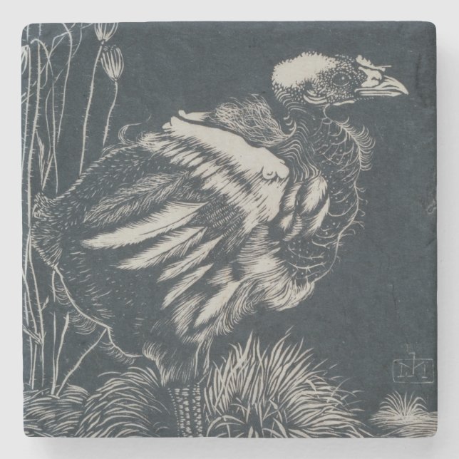 Bird Chick Emerging From its Nest (by Jan Mankes) Stone Coaster (Front)