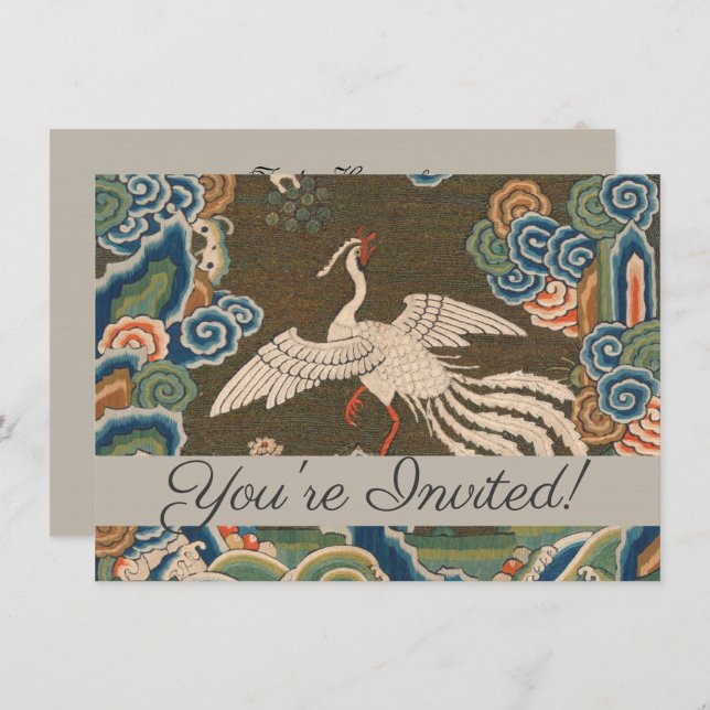 Bird Chinese Antique Decor Invitation (Front/Back)