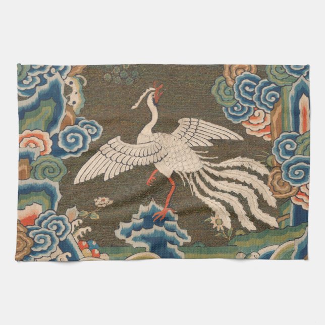 Bird Chinese Antique Decor Tea Towel (Horizontal)