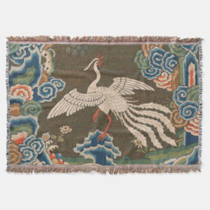 Bird Chinese Antique Decor Throw Blanket