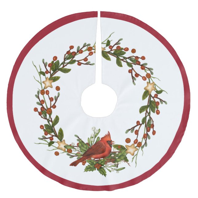 Bird Christmas Brushed Polyester Tree Skirt (Front)