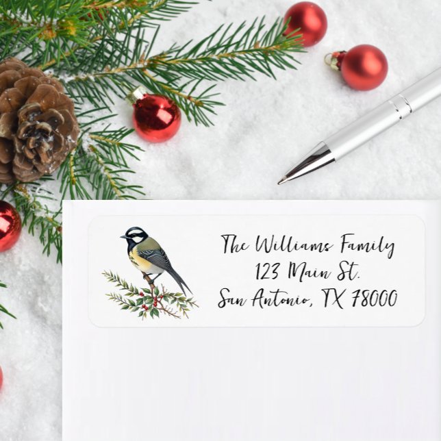 Bird Christmas Return Address Label (Beautiful winter bird return address label.)