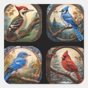 Bird Collage Square Sticker