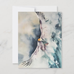 Bird Coming Off The Ocean In Watercolors Holiday Card