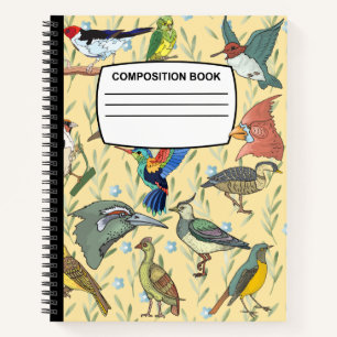 Bird composition notebook spiral wide ruled