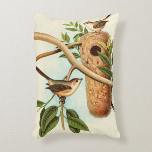 Bird Couple on a Nest Perched on a Branch Decorative Cushion