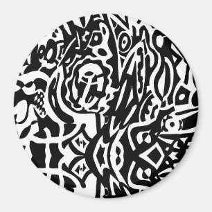 "Bird Creature" B&W Abstract Magnet