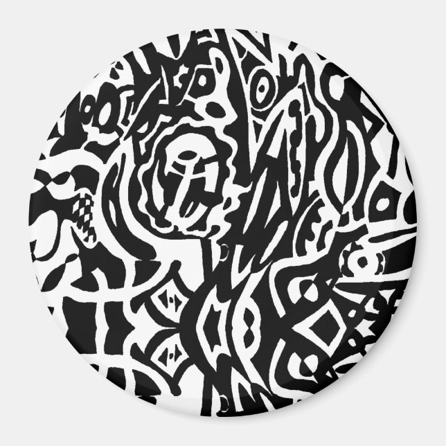 "Bird Creature" B&W Abstract Magnet (Front)