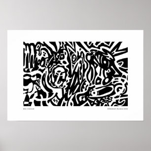 "Bird Creature" B&W Abstract Poster