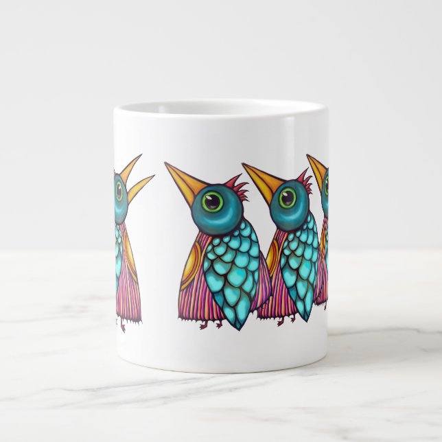 Bird Creatures Design Large Coffee Mug (Front)