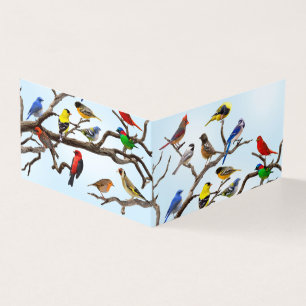 Bird Crowd on Branches Blank Greeting Card
