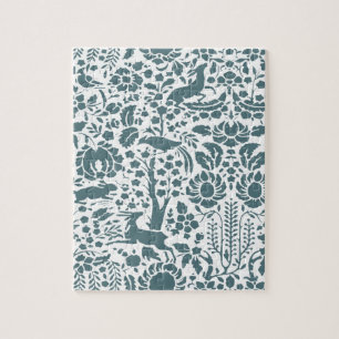 Bird, Deer, tree folk pattern Jigsaw Puzzle