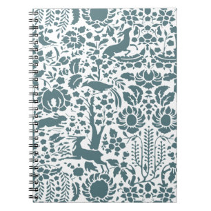Bird, Deer, tree folk pattern Notebook