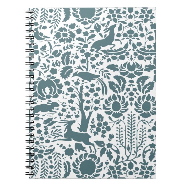 Bird, Deer, tree folk pattern Notebook (Front)