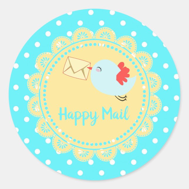 Bird Delivering Happy Mail Sticker (Front)
