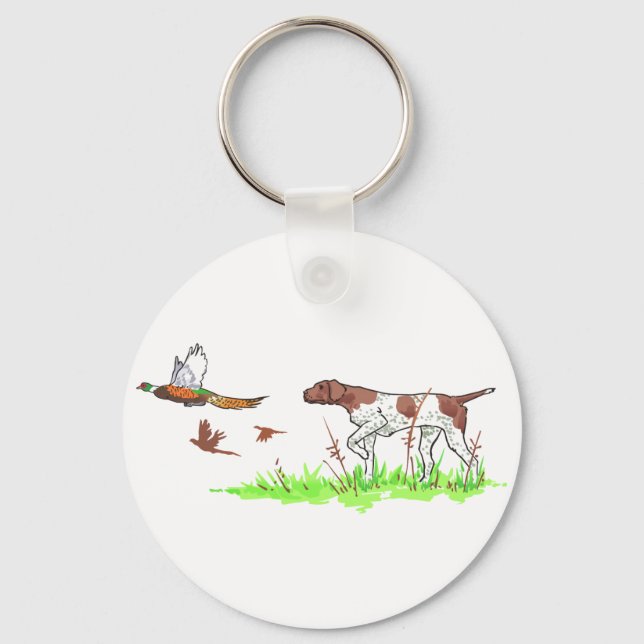 Bird Dog and Pheasants Key Ring (Front)