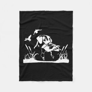 Bird Dog Duck Hunting Willow In The Marsh Hunter Fleece Blanket