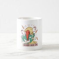 Bird eating frog Never give up