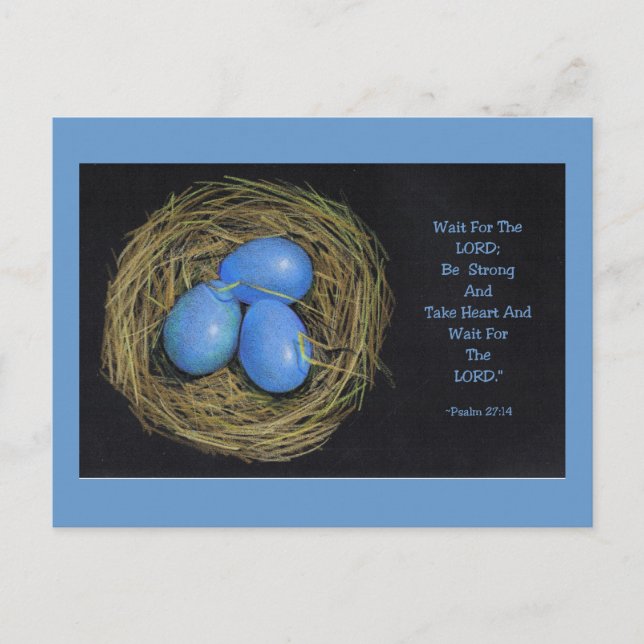 Bird Eggs in Nest: Bible Verse from Psalms Postcard (Front)