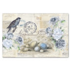 Bird Eggs Vintage Floral French Text Tissue Paper
