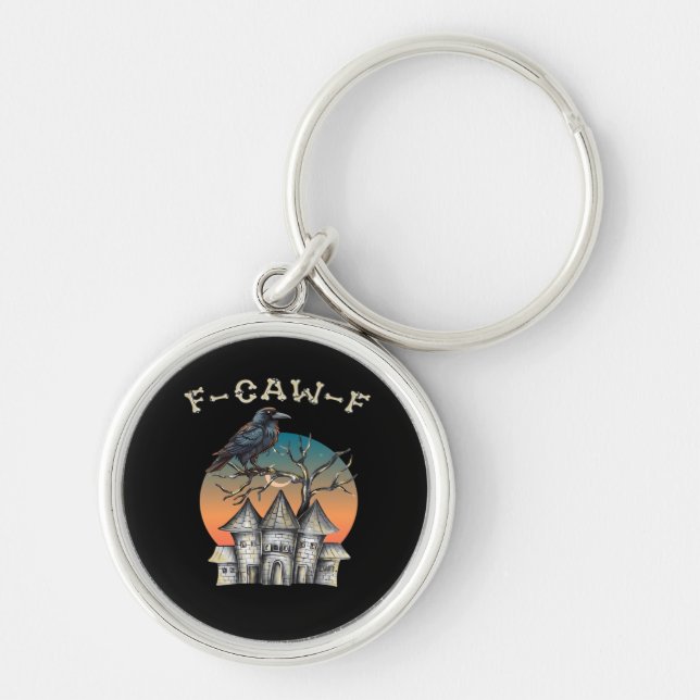 Bird F-Caw-F Funny Crow Raven Key Ring (Front)