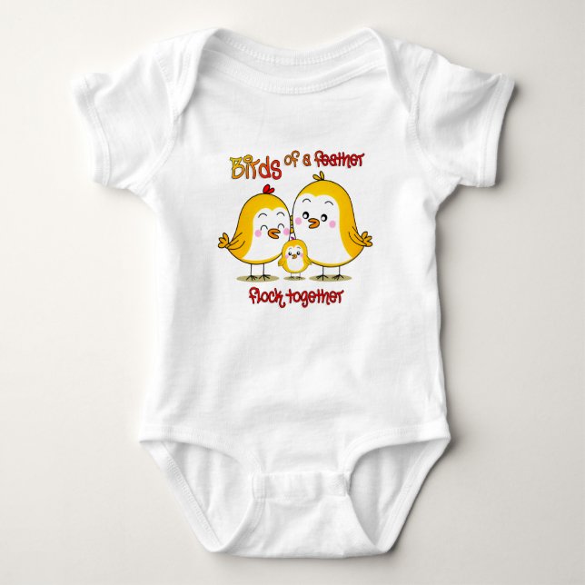bird family baby bodysuit (Front)