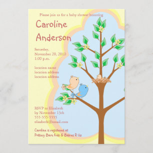 Bird Family Baby Shower Invitations