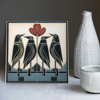 Bird Family Mackintosh Art Deco Nouveau Wall Decor