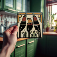 Bird Family Mackintosh Art Deco Nouveau Wall Decor