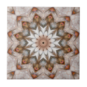 Bird Feather Kaleidoscope Mandala Pattern Tile