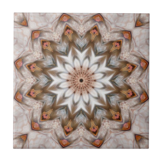 Bird Feather Kaleidoscope Mandala Pattern Tile (Front)