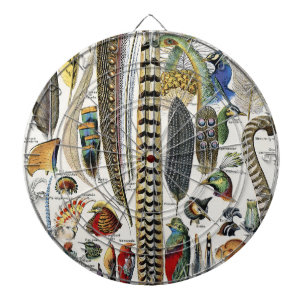Bird Feather Wildlife Antique Feathers Art Nouveau Dartboard