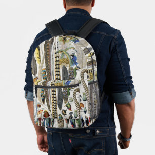 Bird Feather Wildlife Antique Feathers Art Nouveau Printed Backpack