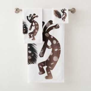 Bird Feathered Kokopelli Bath Towel Set