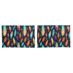 Bird Feathers Colourful Feminine pattern  Pillowcase