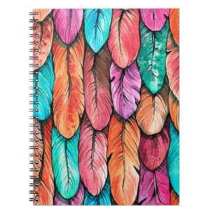 Bird feathers seamless pattern. Hand drawing water Notebook