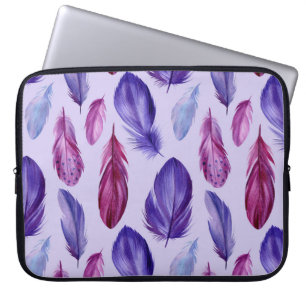 Bird Feathers: Watercolor Seamless Illustration Laptop Sleeve