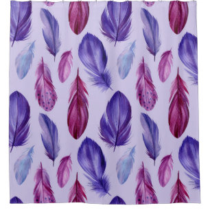 Bird Feathers: Watercolor Seamless Illustration Shower Curtain